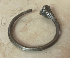 RARE! HAND FORGED TRIBAL BRASS CUFF OPEN BANGLE CHILD KADA HAIR ADORNMENT 19TH C