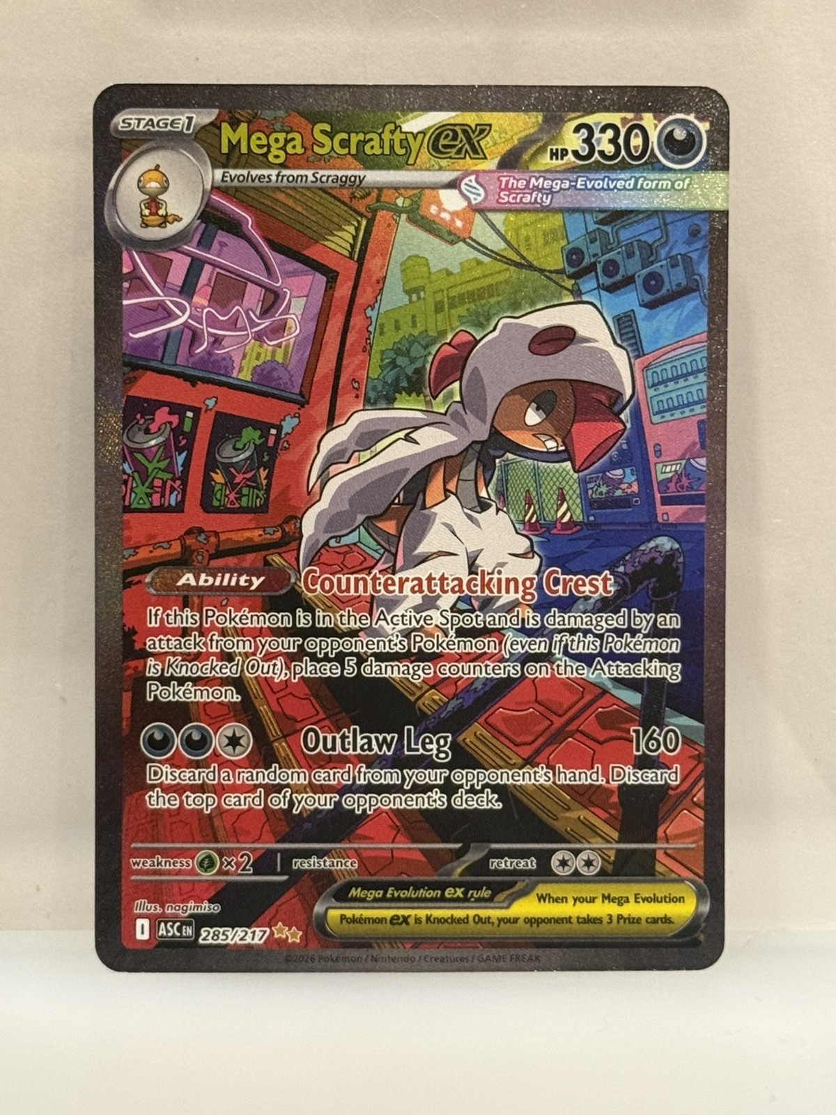 Mega Scrafty EX 285/217 Special Illustration Rare Ascended Heroes NM
