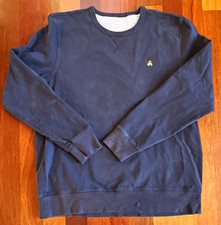 Brooks Brothers Men  s Crew Neck Pullover Sweatshirt Logo Solid Navy XL