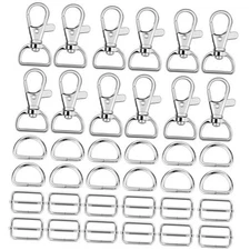  60 Pcs Purse Hardware for Bag Making - Swivel Snap Hooks, D Ring, Slide 