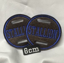 2 X 6cm  Stallion Bridle Disc  Badge Show Brown & Royal Blue