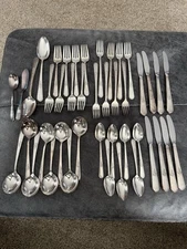 Vintage Holmes & Edwards Inlaid "Youth"  Silver Plate Flatware Set 43 Pieces