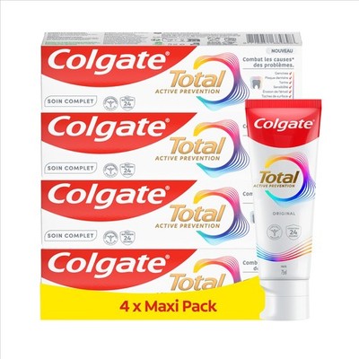 Colgate Total Aktive Prävention, Zahnpasta, 4 x 100 100 ml (4er Pack), Bunt 