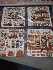 Hello Fall Peanuts Coaster Set   Cozy Autumn ...