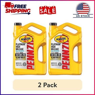 (2 pack) Pennzoil Platinum High Mileage Full Synthetic 5W-20 Motor Oil, 5 Quart