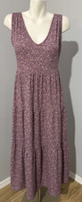 Jessica Simpson Women Medium Midi Summer Dress Tiered V-Neck Lavender Stretchy