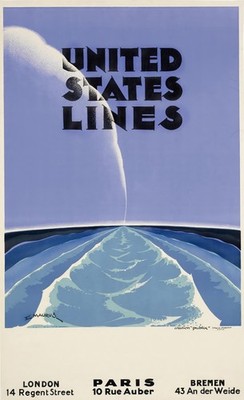 1935 United States Line Travel Poster by Edmond Maurus-artofuniverse0 A1-A4 Post