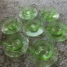 7 Indiana Horseshoe #610 Green Cup & Saucer Set(s)