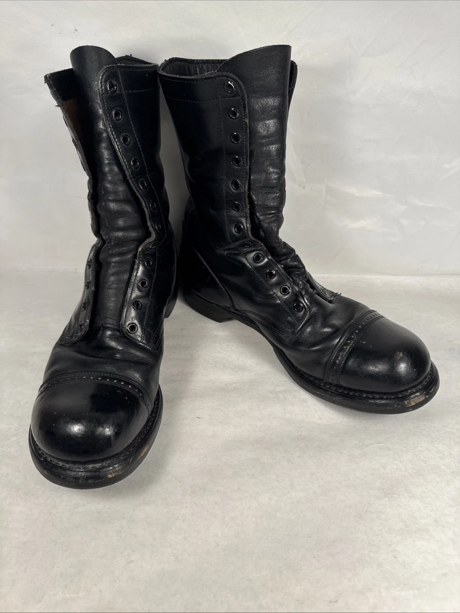Double H Jump Boots Men’s Black Leather Combat Boots Size 13.5 Lace Up Mid Calf Black Double-H Boots Lace Up Boots for Men for Sale | Shop  main image 3