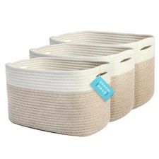 Set of 3 Woven Storage Baskets for Shelves, Decorative Organizer Bins for Clo...