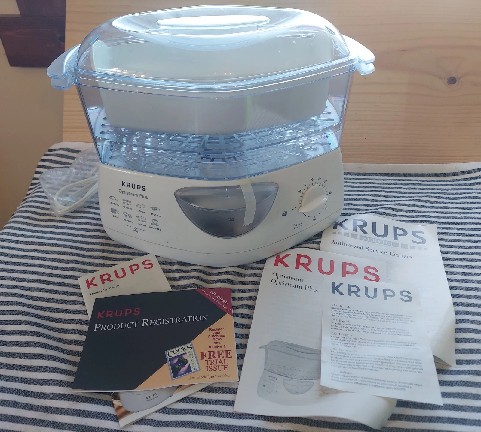 New KRUPS Optisteam Plus MULTIPURPOSE STEAMER & RICE COOKER Model 652