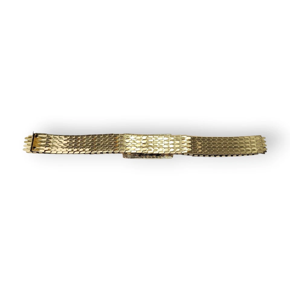 Vintage Fish Scale Belt Shiny Gold Tone Flexible Stretchy Stretch Womens 25"-30" - Image 4 of 4