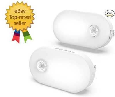 Lyridz Motion Sensor Night Light Plug in, LED Nightlight 2 Pack, Cold White