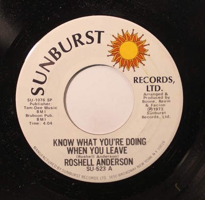 Northern Soul/ Crossover - 45 Roshell Anderson - Know What You'Re Doing When You