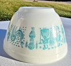 Vintage Pyrex 401 AMISH BUTTERPRINT Blue White 1-1/2 Pint Mixing Nesting Bowl