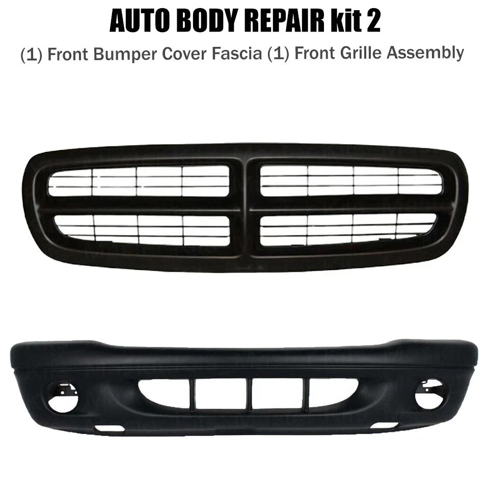 Kit de montaje de cubierta de parachoques delantero fascia y rejilla para Dodge Dakota 2001-2002 Foto 2 de 4