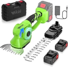 Cordless 2-in-1 Hedge Trimmer w/ 2 Batteries & Charger, Long Battery Life