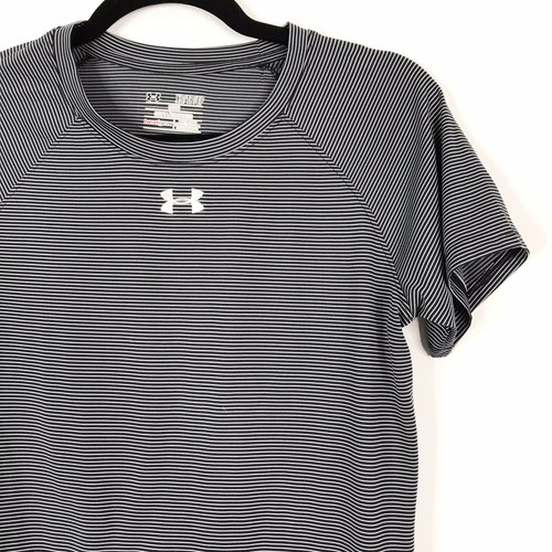 Under Armour Womens XS Black White Tech Microstripe Locker Tee Short Sleeve Top - Foto 4 di 9