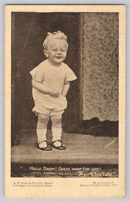 'Hello Daddy!' Fry's Chocolate Advertising Postcard A.W. Ford Fry's Of Bristol