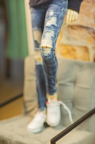 BJD Puppenkleidung zerrissene Jeans 1/4 1/3 DDDY MSD Onkel dünne Denimhose Hose - Bild 5 von 5
