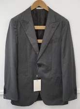 Men Suitsupply Blazer Havana Peak Jetted Grey Pure Wool S130 Size EU48 UK/US38