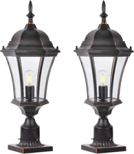 Cast Aluminum 24" Large Outdoor Post Light with 3" Pier Mount, Bronze Exterior P