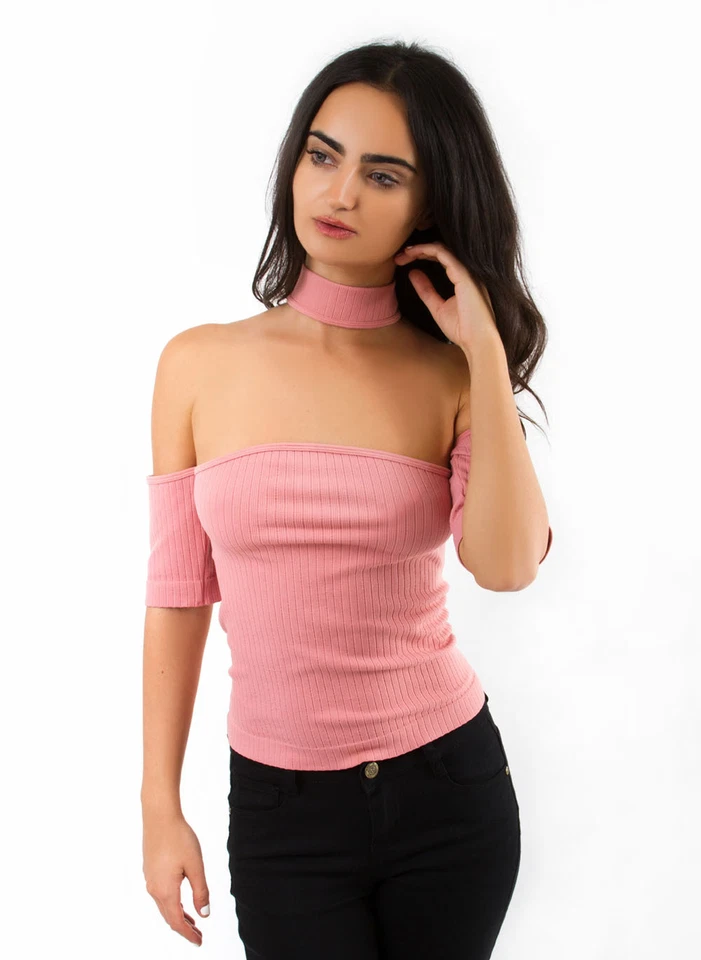 Gargantilha fora do ombro azul rosa P/M M/L por Active Basic USA T2589 - Imagem 2 de 2