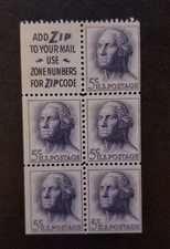 1962 Washington Scott # 1213a Slogan 2 Booklet Pane MNH Unused OG T14166