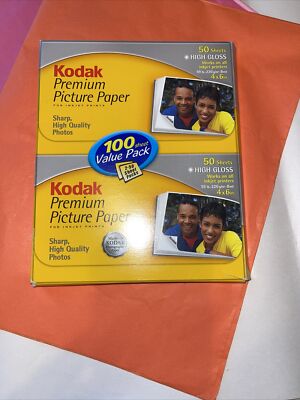 Kodak Premium Picture Paper High Gloss  Sheets Open Box. 4X 6 Inch