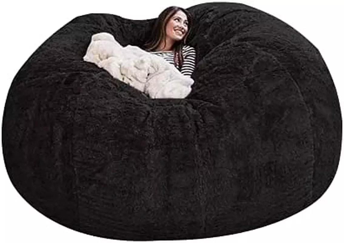 Black fur bean bag outlet