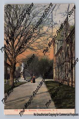 Oak Avenue & Museum CHRISTCHURCH New Zealand Antique Cover to Freeport IL 1908