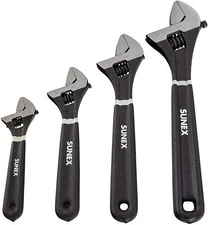 Sunex Tools 9618A 4 Piece Wrench Set, 6" 8" 10" 12"; Storage Pouch Included