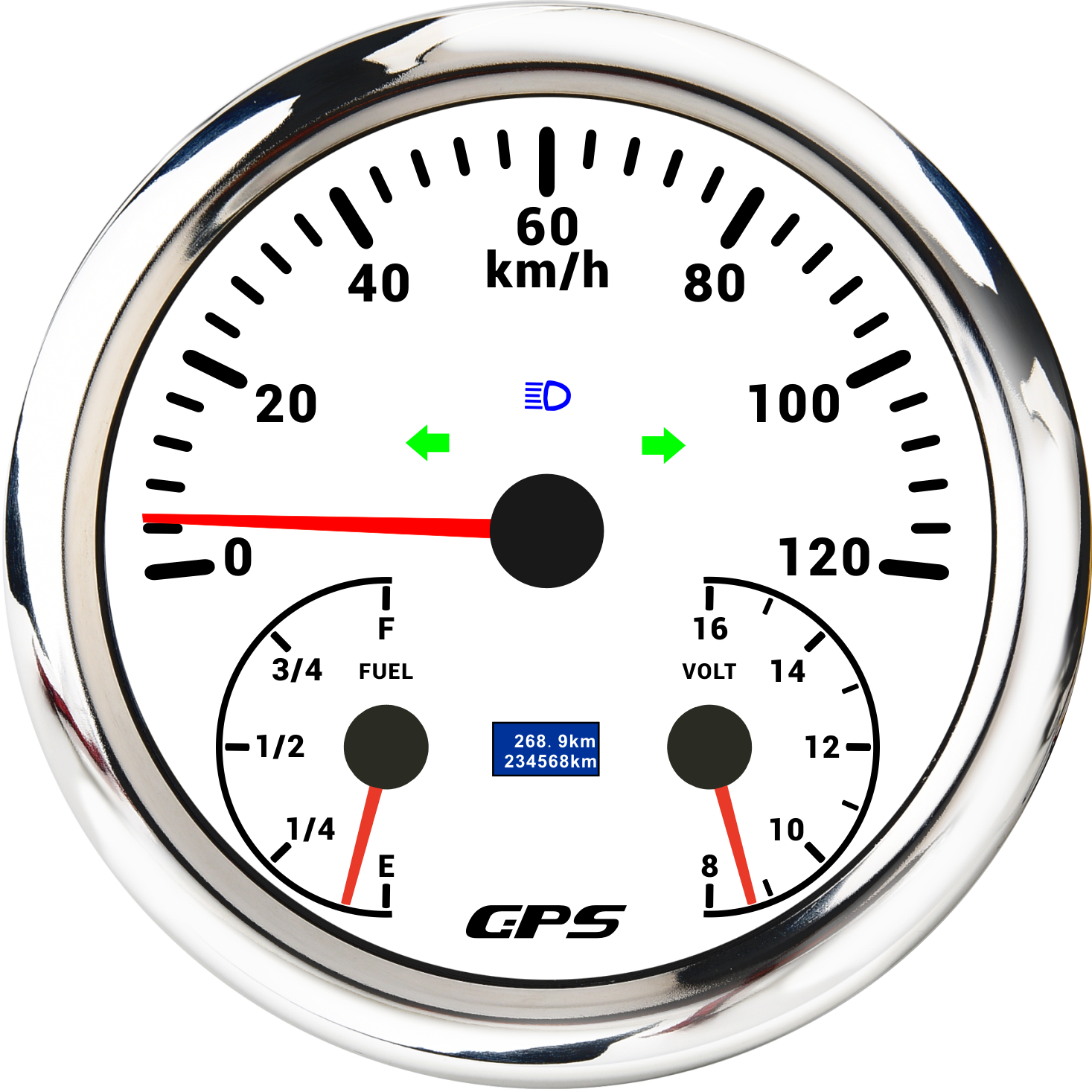 110mm 3-in-1 GPS Speedometer with Fuel Gauge & Voltmeter for Car Boat 120km/h