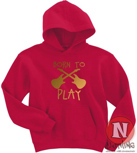 Born to play guitar Hoodie kids top Hoody funny music band festival teen - Picture 4 of 12
