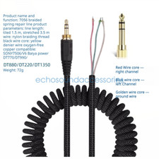 Audio Cable for SONY 7506 V6 DT770 DT880 DT990 repair Braided spring Headphone