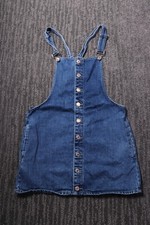 Forever 21 Retro Grunge Skater Denim Racerback Overall Dress Pockets Women's M