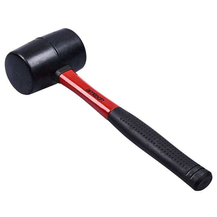 RUBBER MALLET HAMMER 16oz FIBREGLASS SHAFT CAMPING RUBBER GRIP TOOLS DIY SOLID