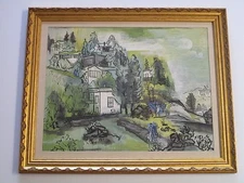 GUY MACCOY ABSTRACT PAINTING MODERNISM CUBISM CITY FIGURES 1960'S LANDSCAPE RARE