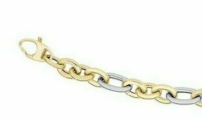 14K Yellow & White Gold 7.25'' Alternating Three + One Link Bracelet 7.5MM  5 gr