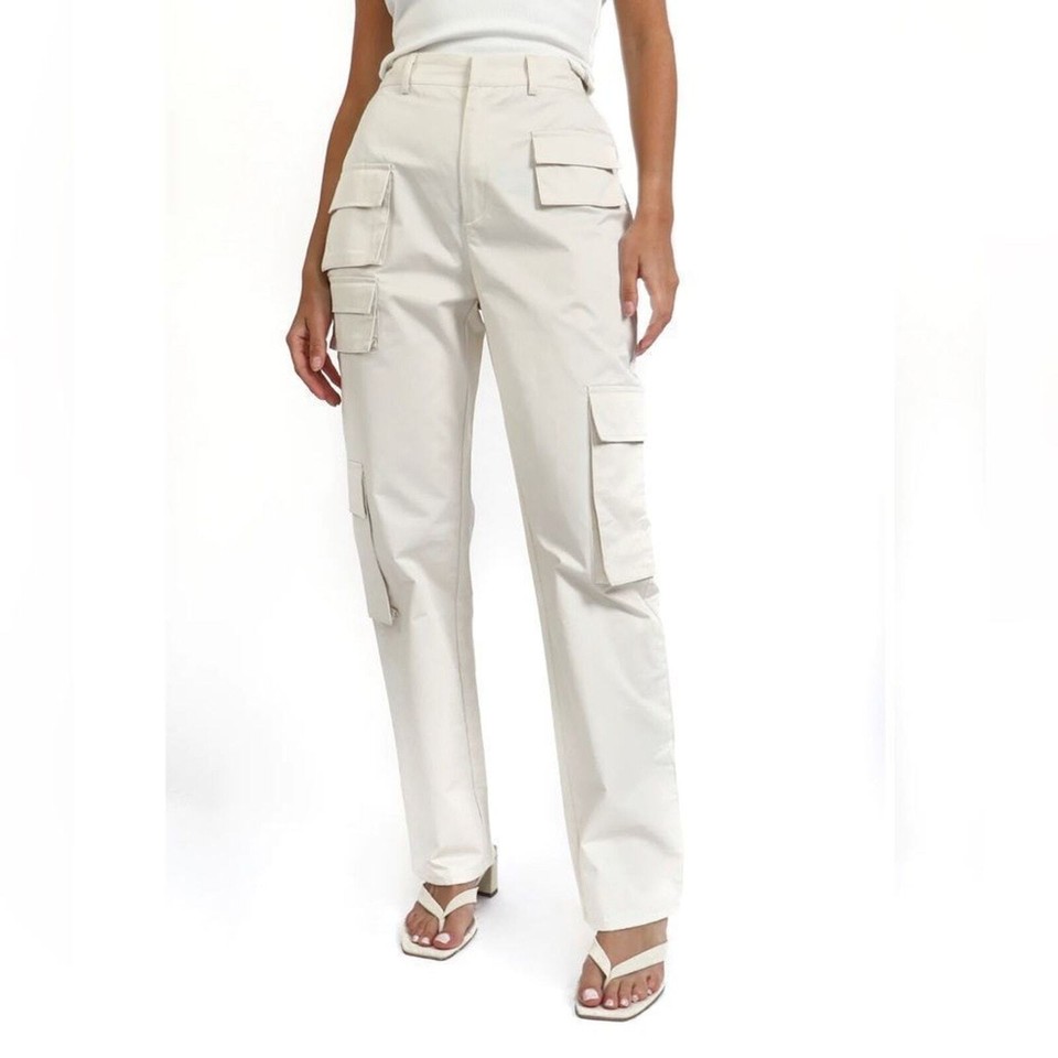 BEIGE BOTANY Cotton Cargo Utility Pants Off White Size Small eBay