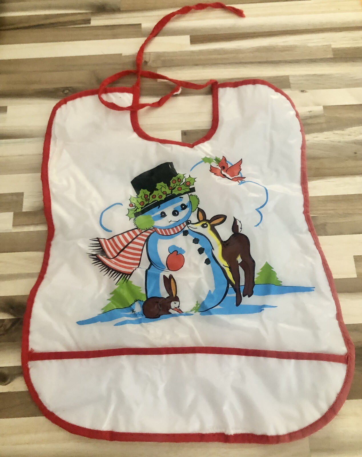 VINTAGE CHRISTMAS Frosty The Snowman REINDEER INFANT BABY BIB Vinyl