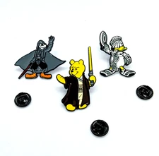 DISNEY/STAR WARS CROSSOVER PIN SET (3pcs) Pals as Jedi Gift Enamel Brooch Lot