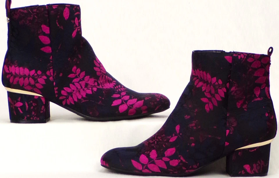 Botines LIZ CLAIBORNE 6.5M LIZ GINA negro/magenta botánico satinado tacón medio Foto 3 de 4