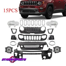 Fits Jeep Renegade 2019-2023 Complete Front Bumper Cover Kit W/Grill Fog Lights