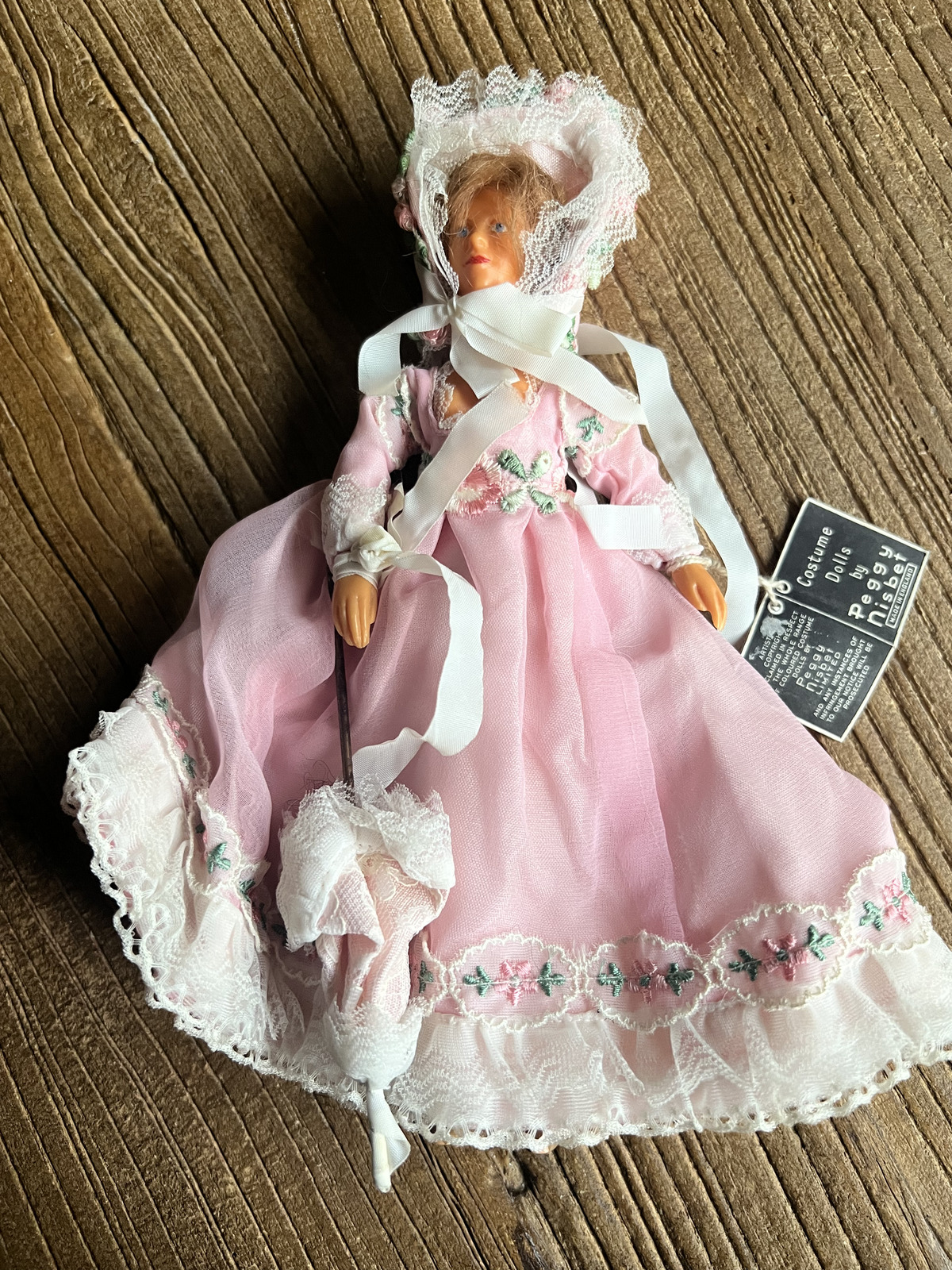 PEGGY NISBET Mrs. Fitzherbert Doll with Pink Dress and Umbrella Parasol