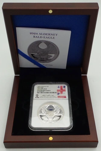 2024 Alderney Bald Eagle Ultra High Relief FDI PF 70 Ultra Cameo NGC - F120