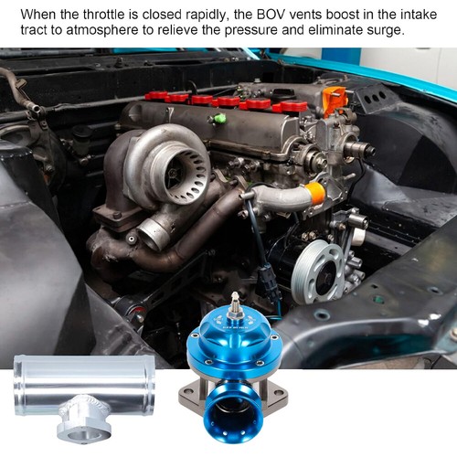 Blue Universal Billet Aluminum Type-RS Turbo Blow Off Valve+2.5" BOV Flange Pipe - Picture 6 of 14