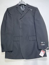 Mens Angelo Rossi Black Pinstripe Three Button Sport Coat 42R NEW