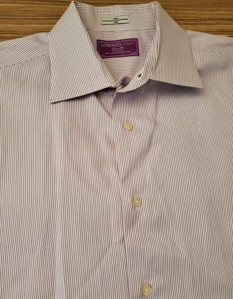 LORENZO UOMO Blue Button Front Dress Shirt Men's 15 1/2 Medium 32/33 Trim Fit M - Image 2 of 3