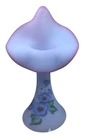 Fenton Hibiscus Blue Burmese Tulip Vase Signed Hand Painted Floral Design 10.5”T